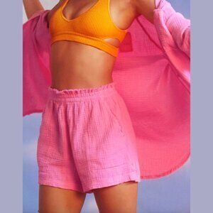 Aerie Pool to Party High-Waisted Gauzy Shorts - Size S, Pink
